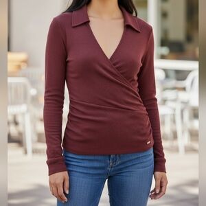 Calvin Klein Wrap Ribbed Long-Sleeve (BL6)